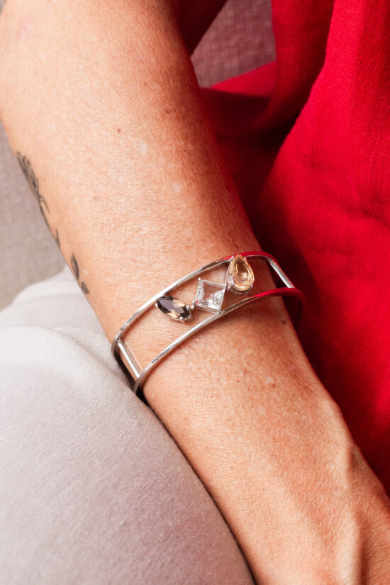 Bracelete caminhos pedras | fumê, cristal e citrino
