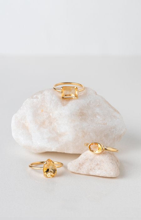 Anel stone retangular | citrino
