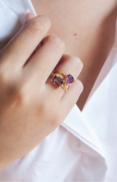 Anel stone retangular | citrino