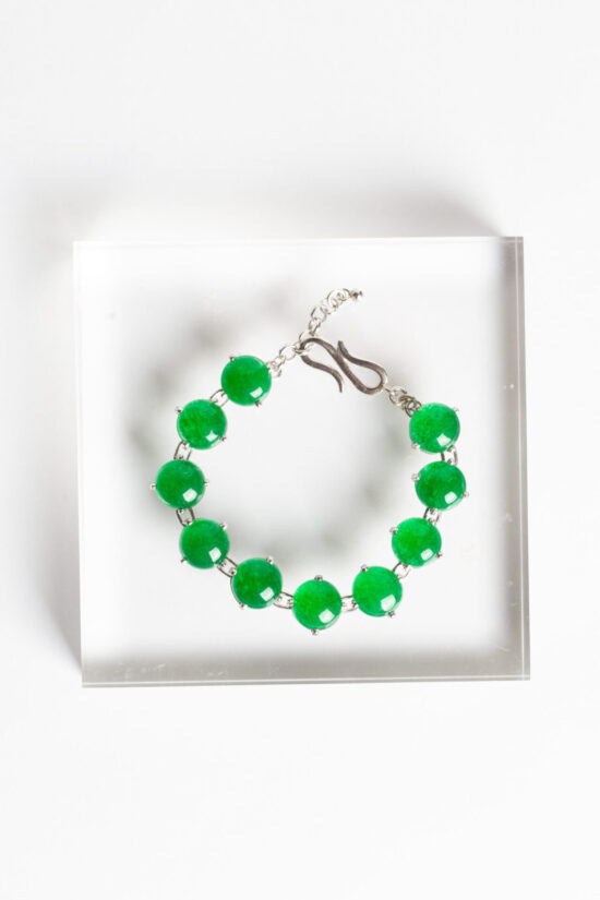 Pulseira joy | jade malásia - Ródio branco