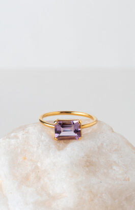 Anel stone retangular | ametista