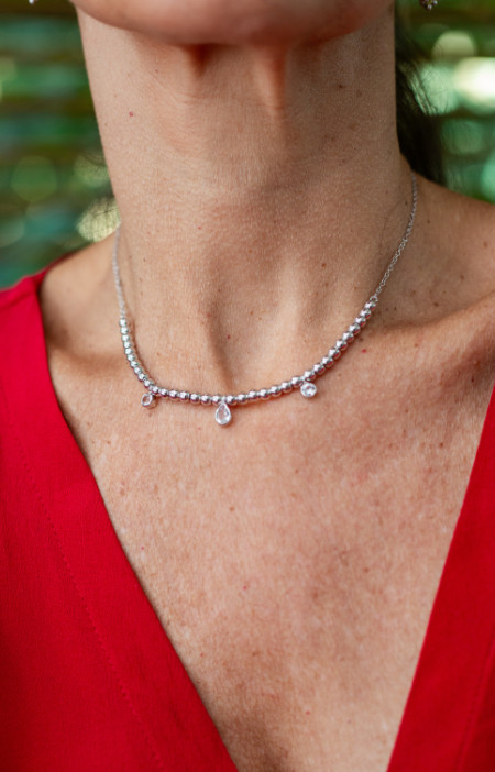 Colar choker drop | topázio branco