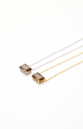 Colar stone | retangular quartzo fumê