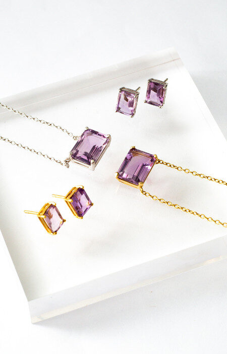 Colar stone | retangular ametista