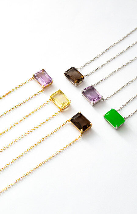 Colar stone | retangular green gold