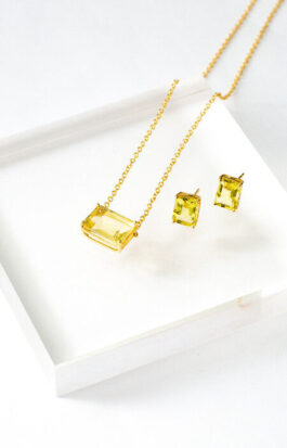 Colar stone | retangular green gold