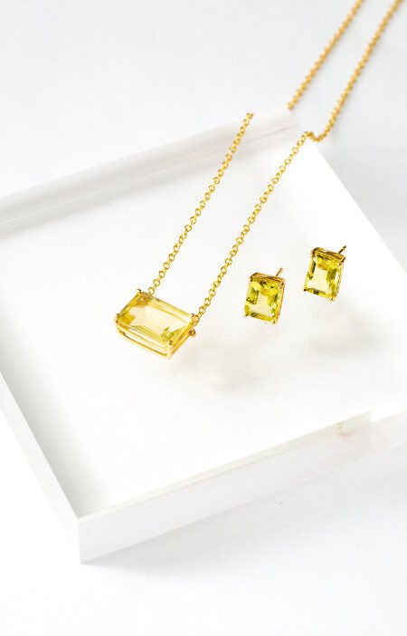 Colar stone | retangular green gold