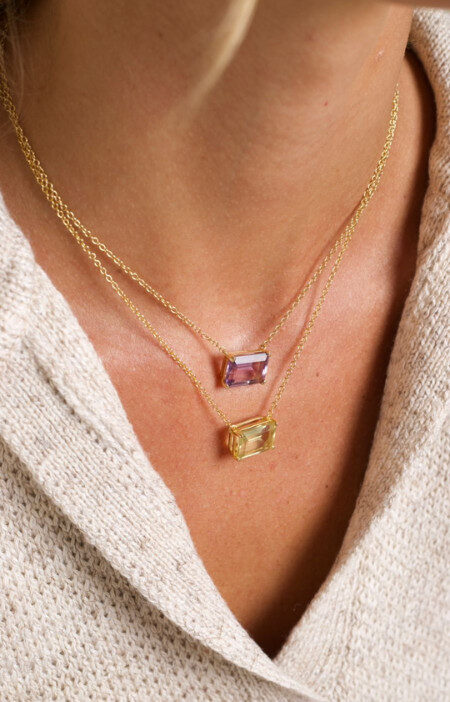 Colar stone | retangular green gold