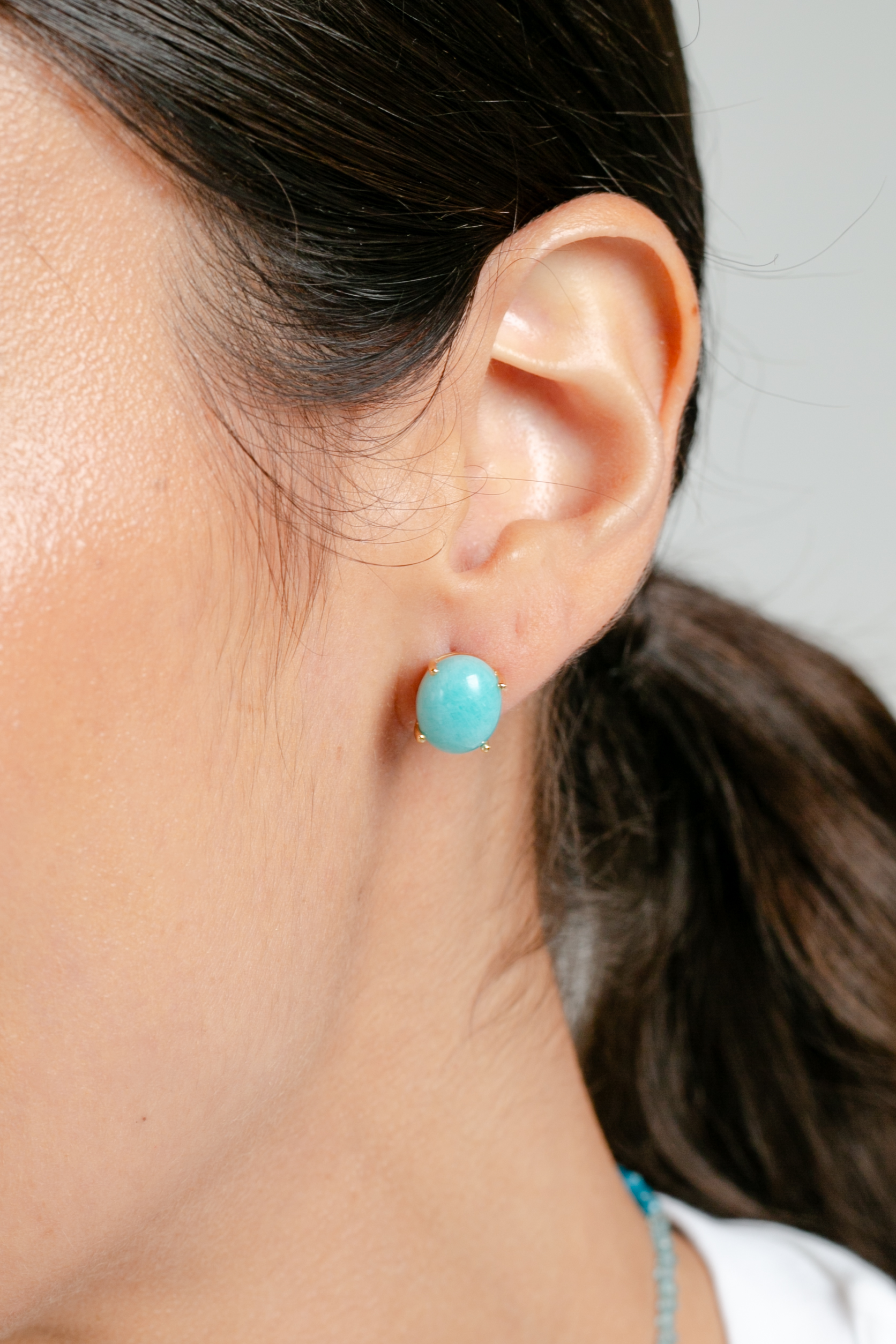 Brinco oval | amazonita