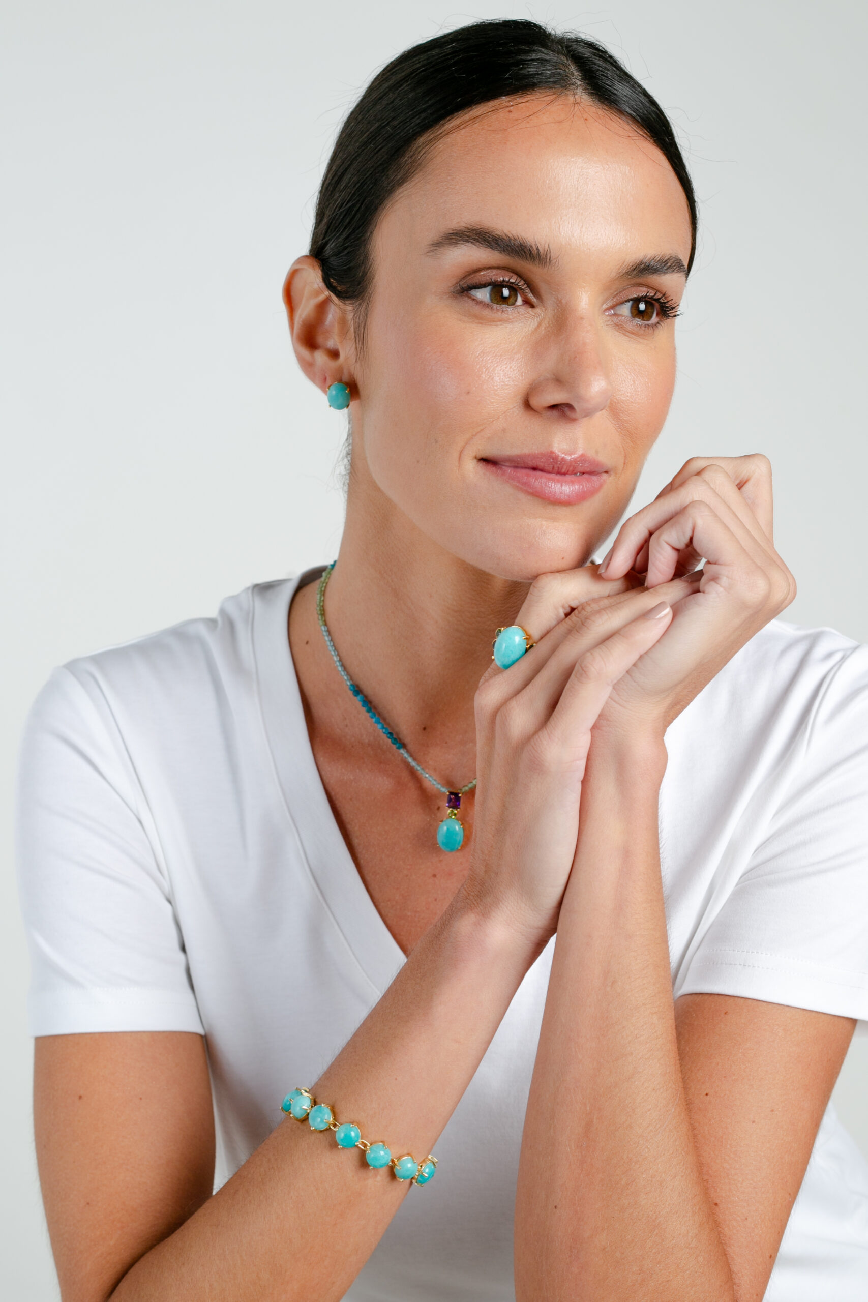 Brinco oval | amazonita