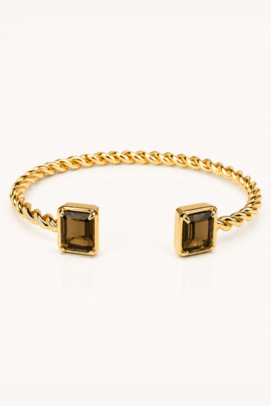 Bracelete Torção | Quartzo-fumê